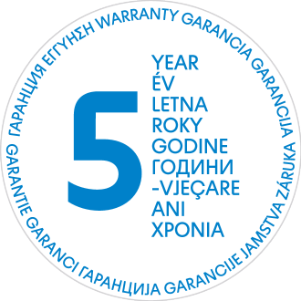 Pečat 5-godišnjeg jamstva na više jezika.
