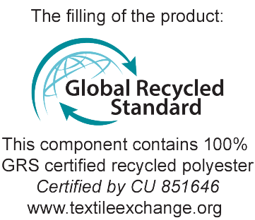 Global Recycled Standard pečat: punjenje sadrži 100% GRS certificiranog recikliranog poliestera, certificirano od CU 851646.