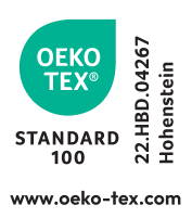 STANDARD 100 by OEKO-TEX® pečat, 22.HBD.04267 Hohenstein, www.oeko-tex.com