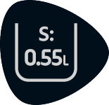 Oznaka s S: 0.55L, vjerojatno oznaka veličine ili volumena.