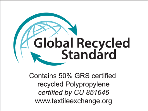 Globalni reciklirani standard: sadrži 50% GRS certificiranog recikliranog polipropilena, certificirano od CU 851646.