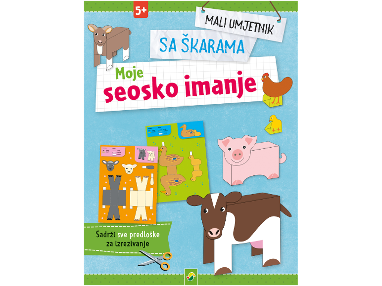 Knjiga aktivnosti s farme za djecu s izrezivanjem životinja i škarama.
