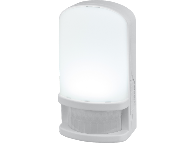 Bijela LED noćna svjetiljka sa senzorom pokreta i podesivim vremenom osvjetljenja.