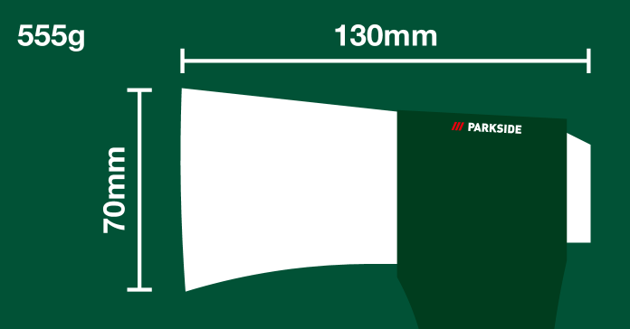 555g, 70mm visine, 130mm širine