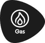 Pečat s plamenom i tekstom „Gas“.