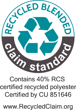 Certifikat Recycled Blended Claim Standard: sadrži 40% RCS certificiranog recikliranog poliestera.