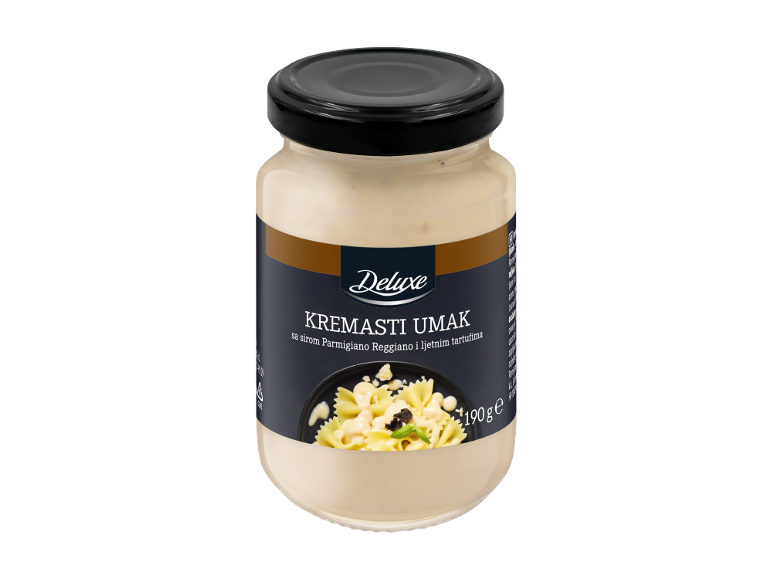 Kremasti umak sa sirom Parmigiano Reggiano i ljetnim tartufima u staklenci.