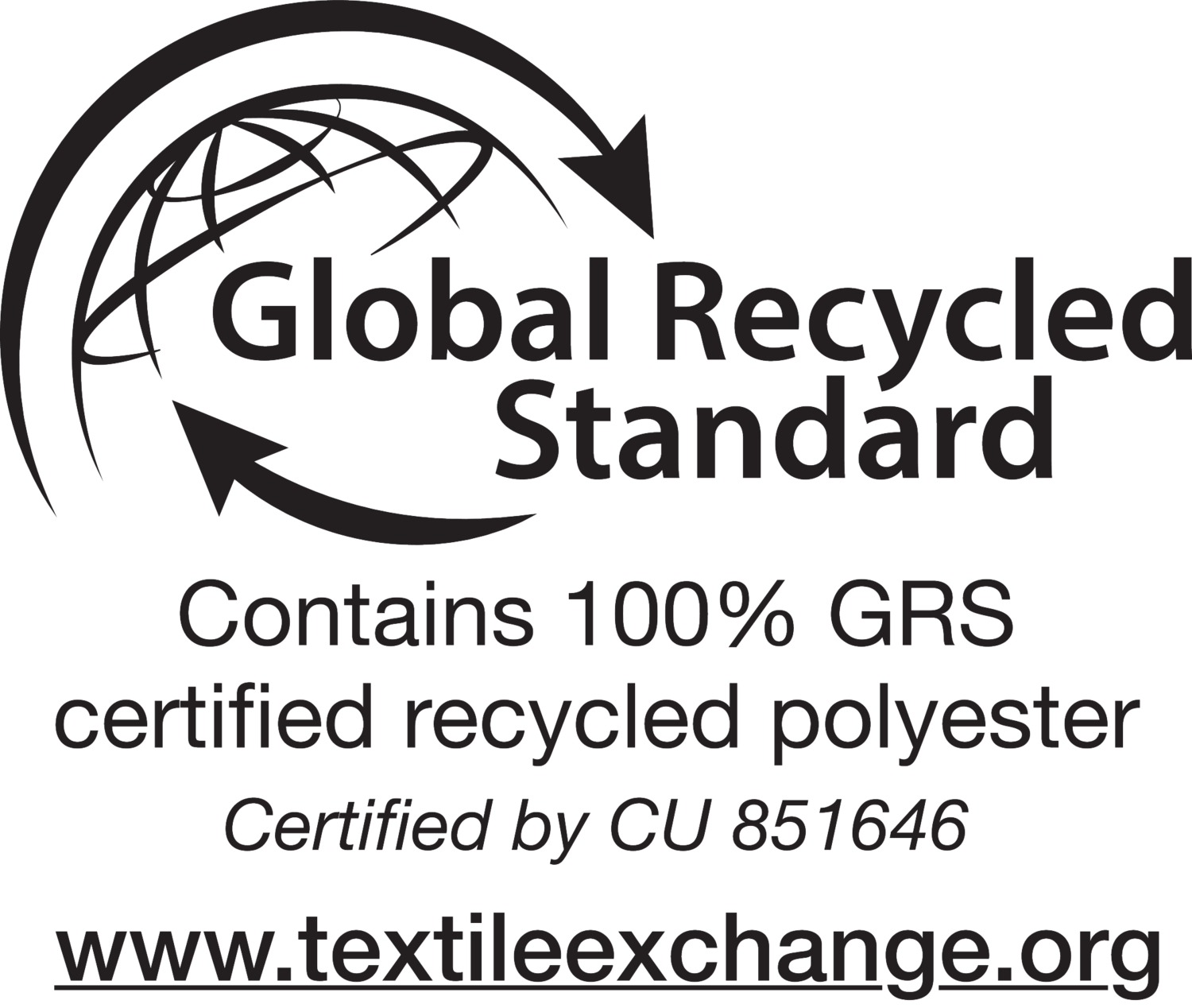 Global Recycled Standard: Sadrži 100% GRS certificiranog recikliranog poliestera, certificirano od CU 851646.