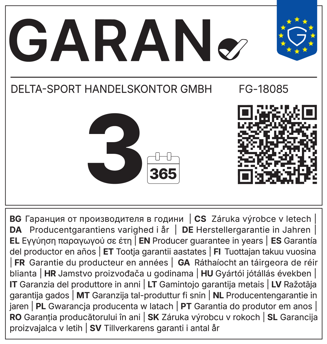Jamstvo proizvođača 3 godine (365 dana).