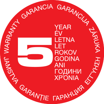Pečat 5-godišnjeg jamstva na više jezika.