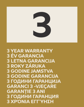 Pečat 3-godišnjeg jamstva na više jezika.