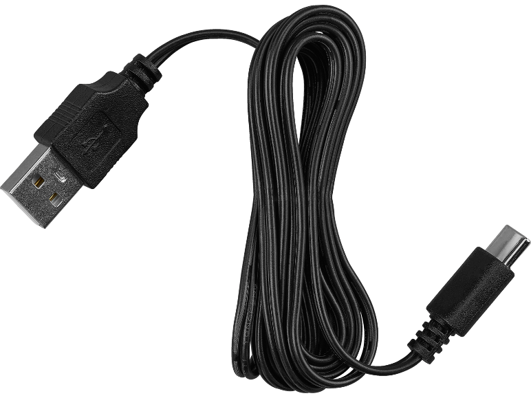 Crni USB kabel s USB-A i USB-C priključcima.
