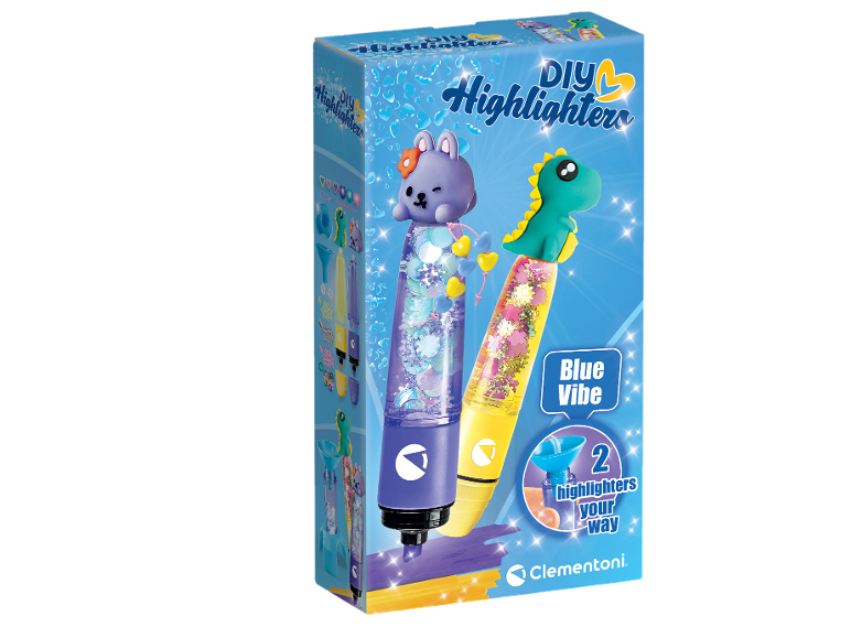 DIY Highlighters set za izradu dva svjetlucava markera sa životinjskim čepovima.