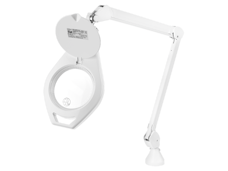 Bijela LED lampa s povećalom i podesivom rukom, 6.3W, proizvedena 04/2024.