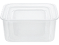 Set od tri prozirne, pravokutne plastične posude za hranu, složene jedna u drugu.