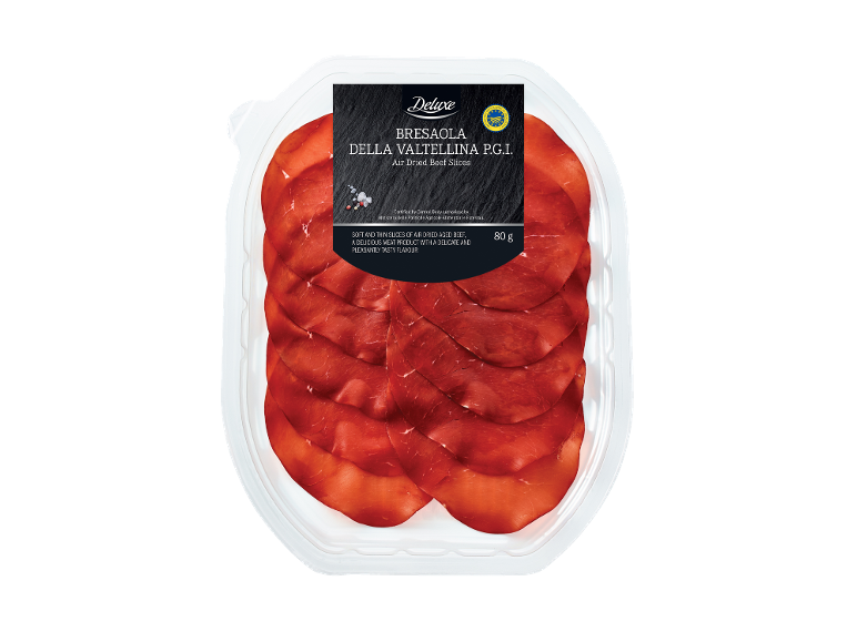 Pakiranje sušenih goveđih narezaka, Bresaola della Valtellina P.G.I., 80g.