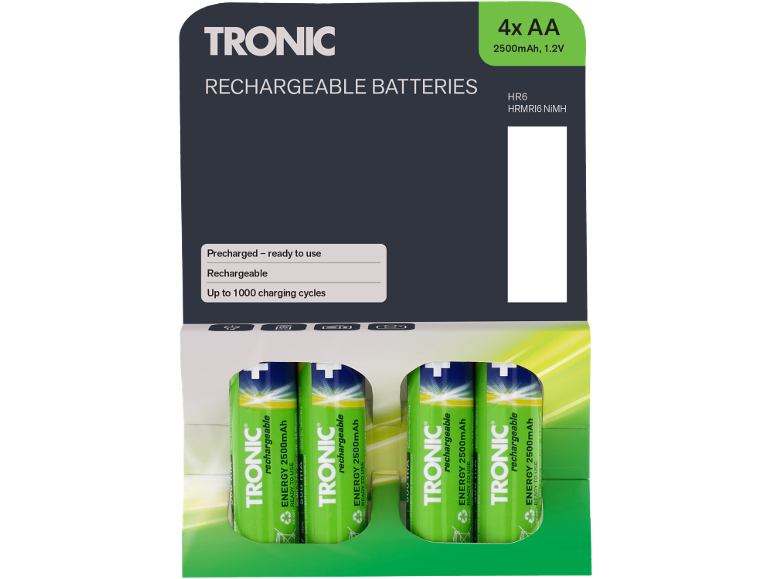 AA 2500 mAh, 1,2 V punjive baterije, prethodno napunjene i spremne za upotrebu.