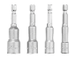 Četiri srebrna šesterokutna nastavka za matice, veličine 12mm, 10mm, 8mm i 6mm, označena CR-V.