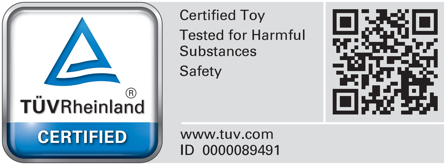 Certificirana igračka, testirana na štetne tvari, sigurnost. www.tuv.com ID 0000089491.