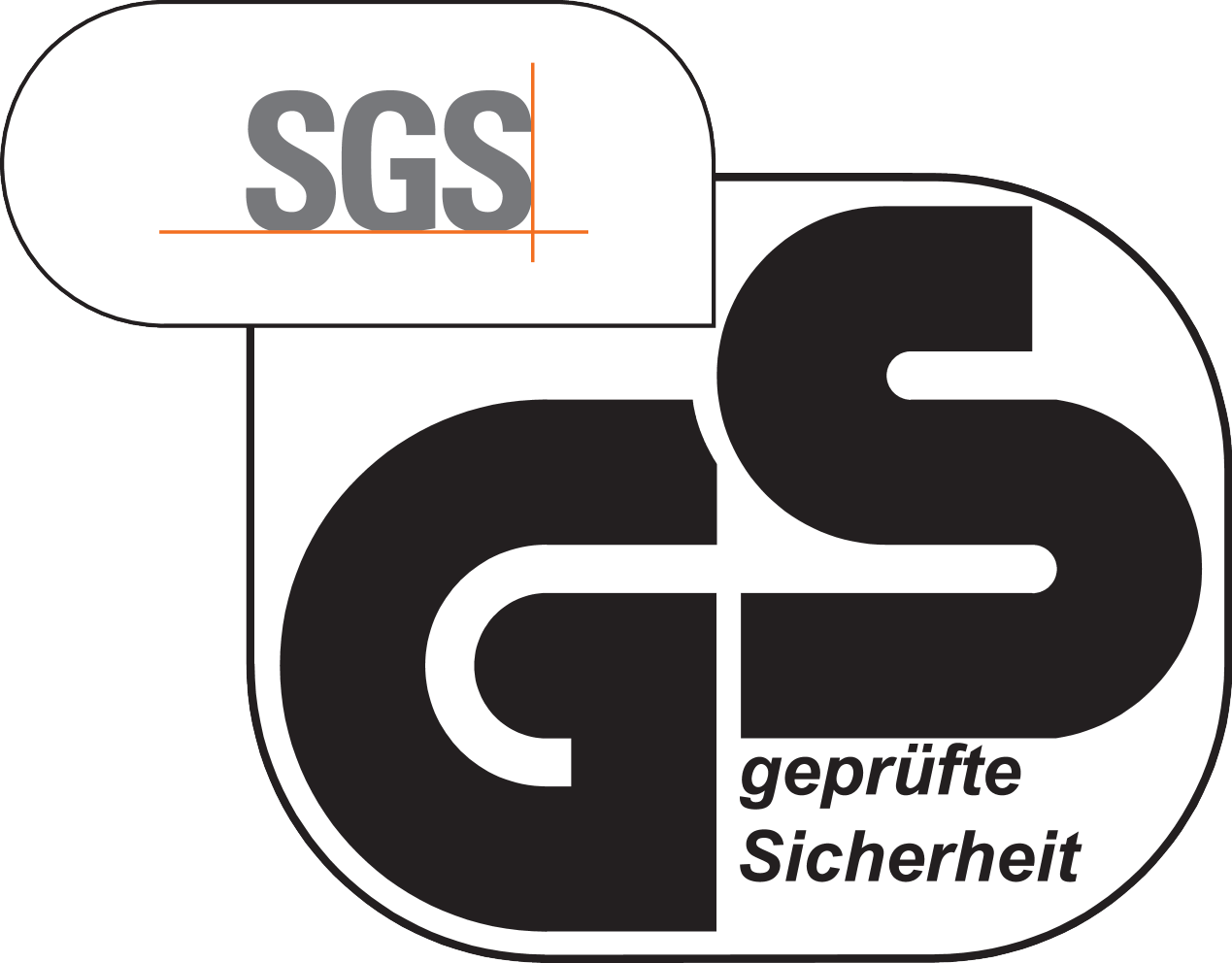 GS pečat s tekstom „geprüfte Sicherheit“ i SGS logotipom.