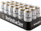 Pakiranje od 24 bijele limenke pilsner piva sa zlatnim detaljima.