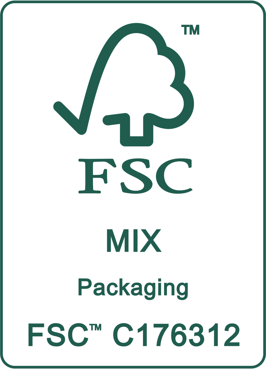 Certifikacijska oznaka: FSC MIX Packaging, FSC™ C176312