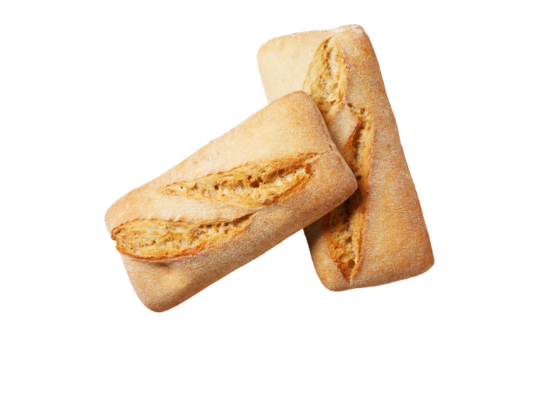 Dva svježe pečena ciabatta kruha s hrskavom, zlatno-smeđom korom.