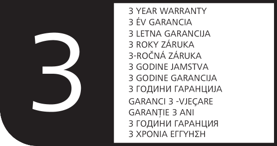 3 godine jamstva na više jezika.