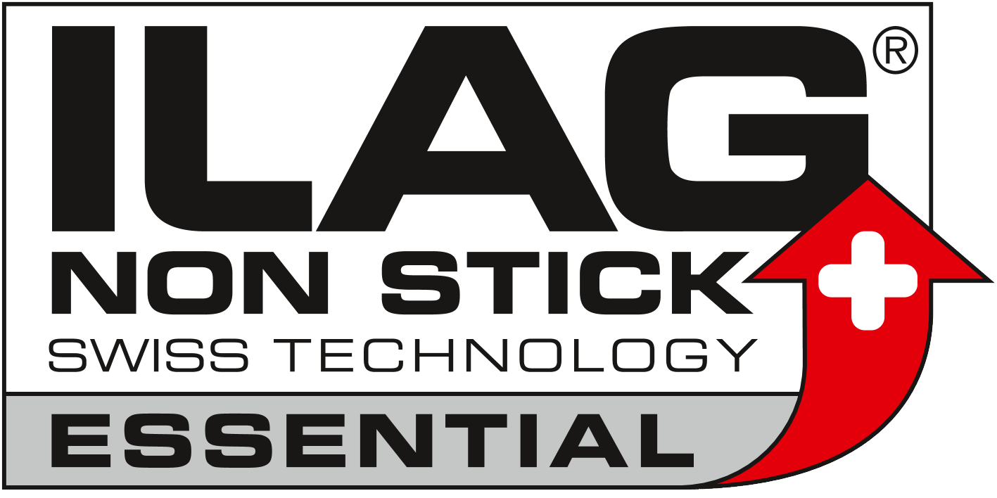ILAG NON STICK SWISS TECHNOLOGY ESSENTIAL s crvenom strelicom i bijelim križem.