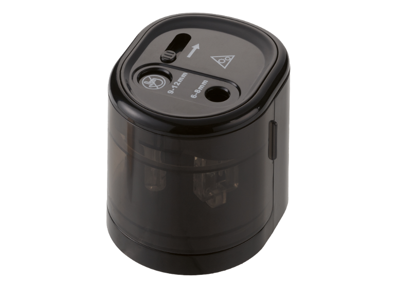 Crna šiljila za olovke s dva otvora (9-12 mm i 6-8 mm)