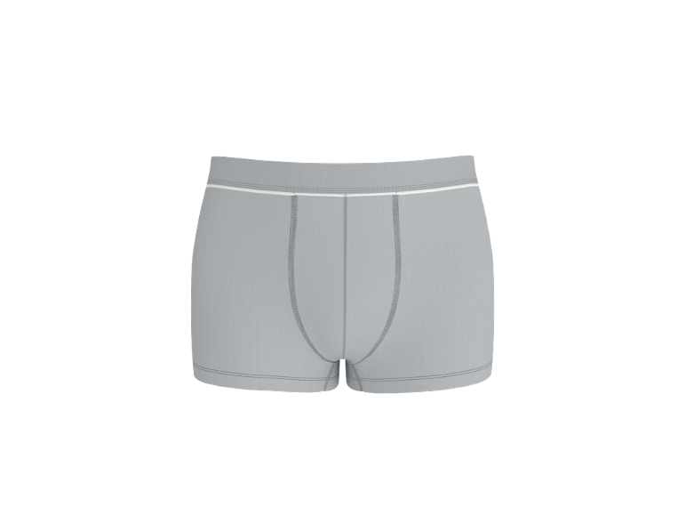 Sive muške bokserice s bijelom elastičnom trakom oko struka.