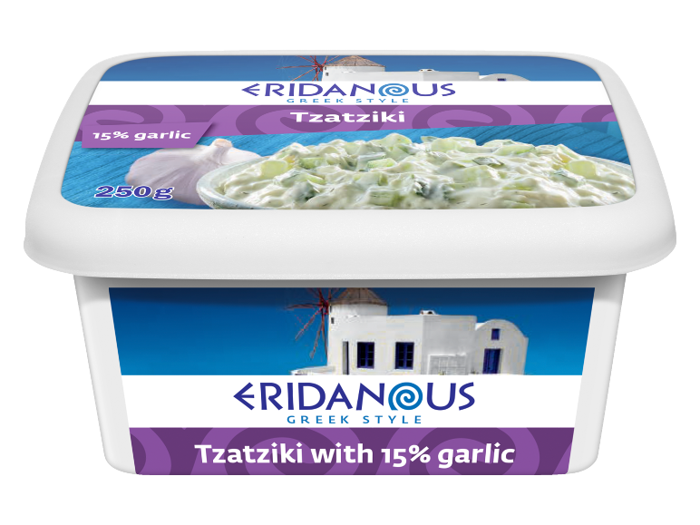 Pakiranje grčkog tzatzikija s 15% češnjaka, 250g.