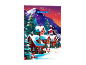 Adventski kalendar s mliječnom čokoladom, zimskim krajolikom i crvenim kućama.