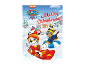 Božićni adventski kalendar s crtanim likovima u snježnom krajoliku.