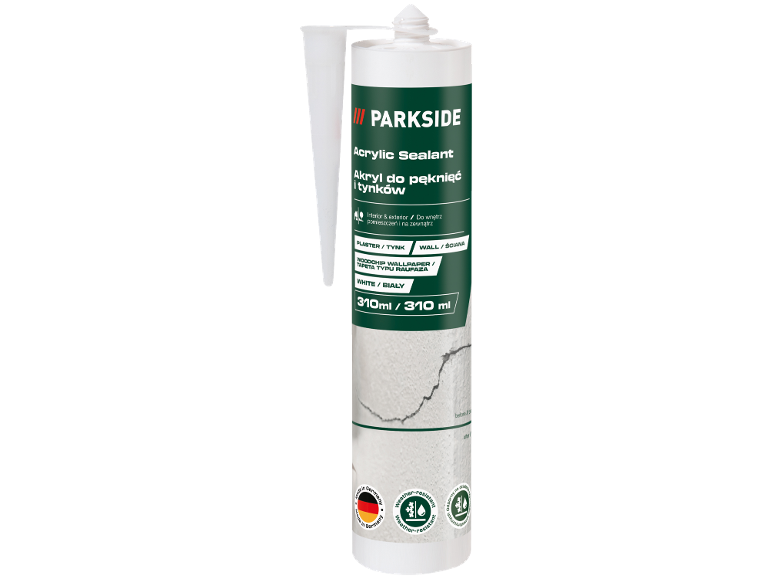 Bijelo akrilno brtvilo za pukotine i žbuku, 310 ml, za unutarnju i vanjsku upotrebu.