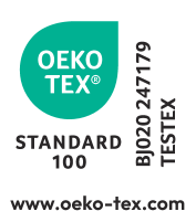Oznaka STANDARD 100 by OEKO-TEX, BJ020 247179 TESTEX, www.oeko-tex.com