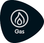Ikona plina i tekst 'Gas'