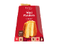 Crveno pakiranje mini Pandoro Classic s jajima iz podnog uzgoja i božićnim ukrasima.