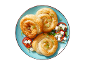 Börek sa sirom i špinatom s crvenom paprikom, krastavcem i feta sirom.