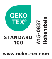 STANDARD 100 OEKO-TEX pečat, A15-0837 Hohenstein, www.oeko-tex.com
