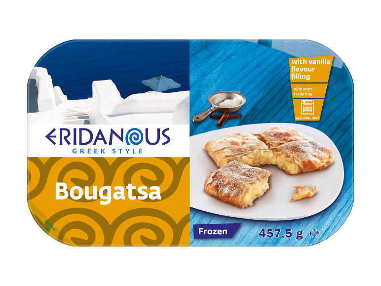 Smrznuta grčka Bougatsa s punjenjem od vanilije, 457,5 g.