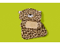 Fleece deka s uzorkom leoparda i kapuljačom u obliku glave leoparda.
