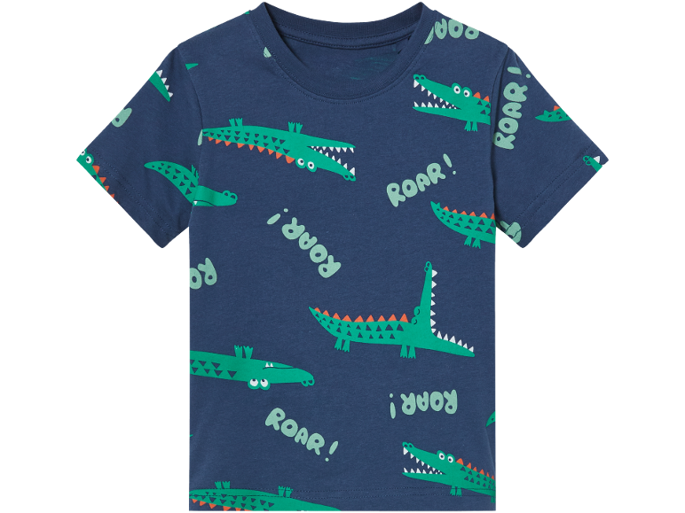 Plava dječja majica sa zelenim printom krokodila i natpisom „ROAR!“.