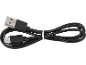 Crni USB kabel s namotanim žicama i bijelom vezicom.