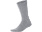 Jedna svijetlosiva čarapa, prikazana sa strane, s rebrastom manžetom i glatkim stopalom.