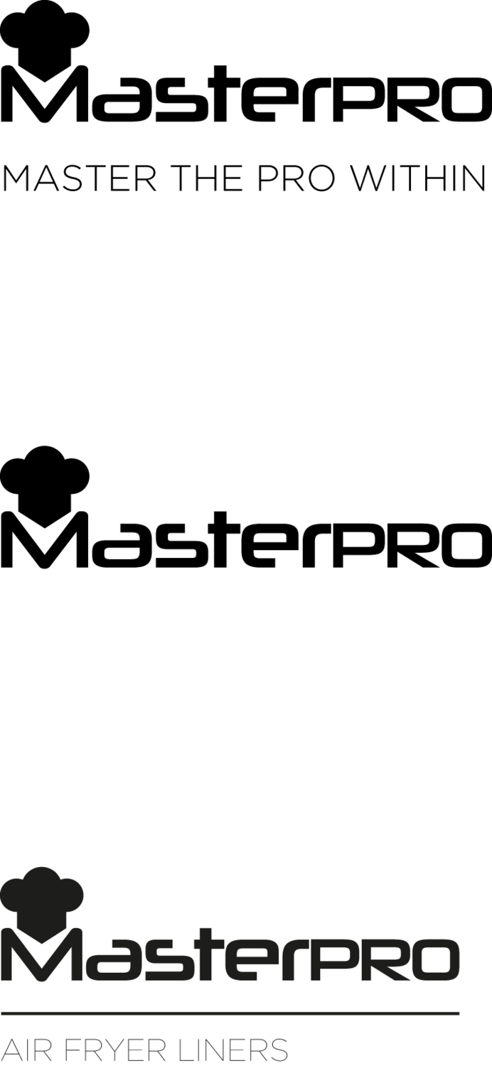 MasterPRO logotip s natpisom 'MASTER THE PRO WITHIN' i 'AIR FRYER LINERS'.