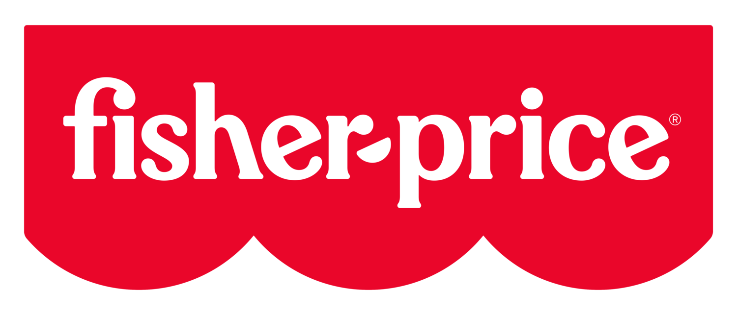 Bijeli tekst na crvenoj pozadini: fisher-price.