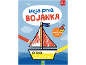 Bojanka s jedrilicom, bojicama i tekstom „Moja prva BOJANKA“.