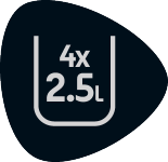 Oznaka koja označava 4x 2,5 litre.