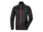 Crna softshell jakna s crvenim patentnim zatvaračem i bijelim detaljima.